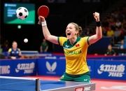 澳大利亚女子乒乓球队员大喜