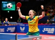 澳大利亚女子乒乓球队员大喜